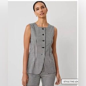 Ann Taylor Black and White Checkered Gingham Vest
